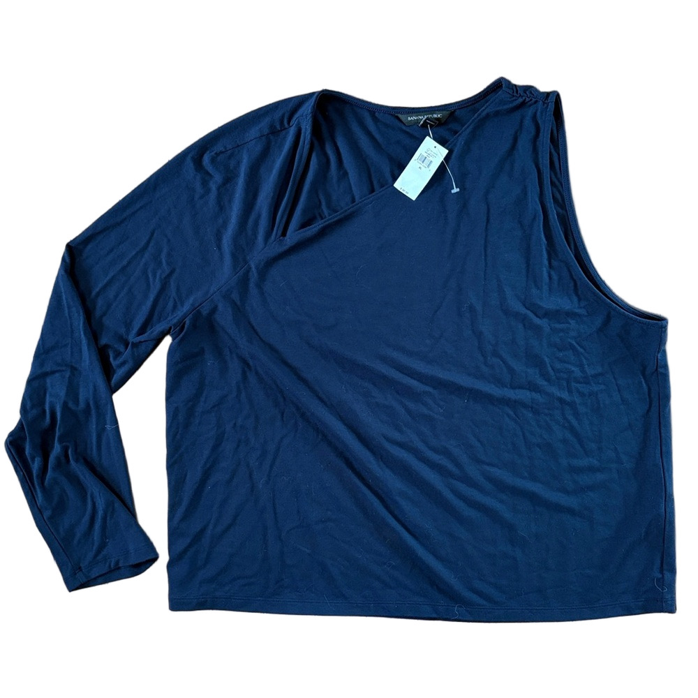 NWT Banana Republic Blouse Blue Top Size XL One Sleeve